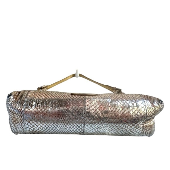 Jimmy Choo Metallic Gold Snakeskin Leather Tulita Pochette Bag - Picture 9 of 14
